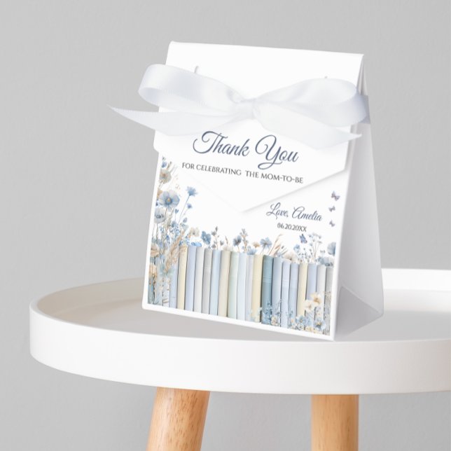 Storybook Blue Blommigt Baby Shower Tack Presentaskar (Skapare uppladdad)