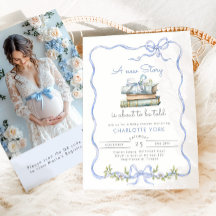 Storybook Blue Bow QR osa Baby Shower