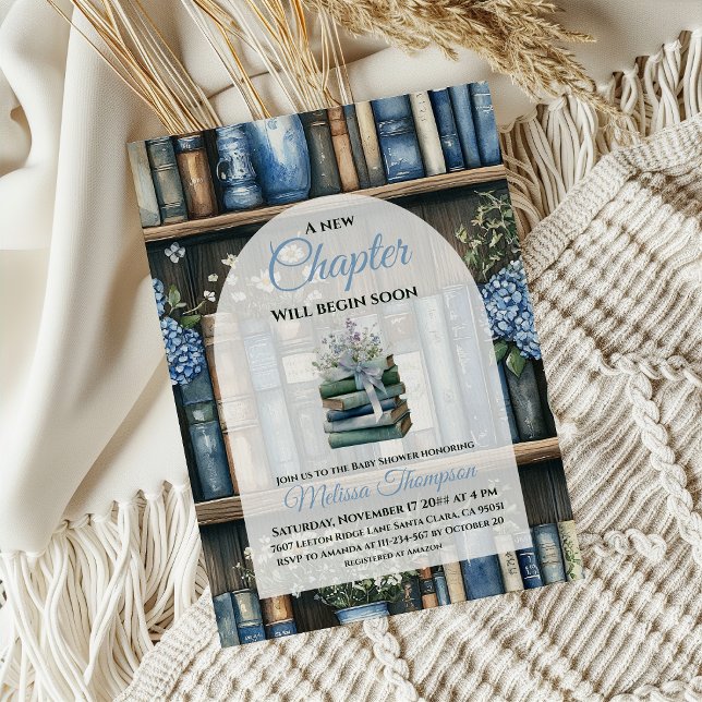 Storybook Blue Boy Library Book Baby Shower Inbjudningar (Skapare uppladdad)