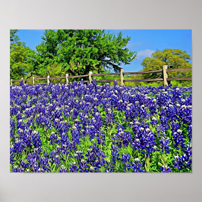 Storybook Bluebonnet Flowers Photographic Art Poster (Framsidan)