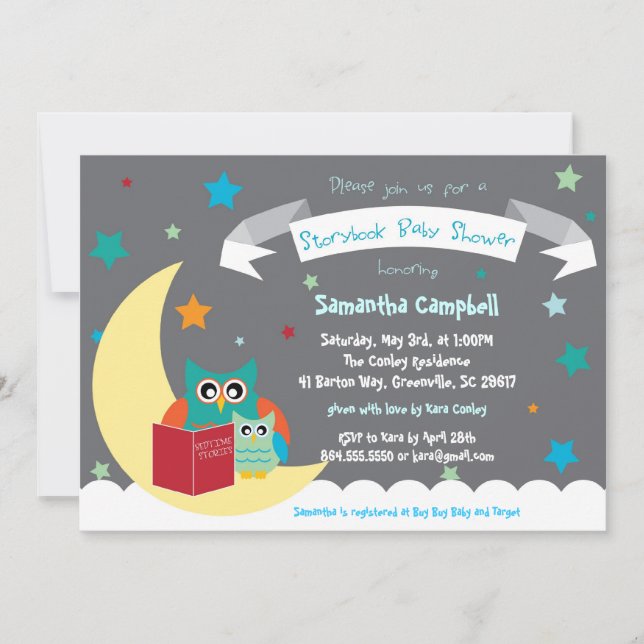 Storybook Bok Baby Shower-inbjudan Inbjudningar (Framsida)