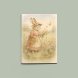 Storybook Bunny with Flowers – Whimsical Woodland  Kort