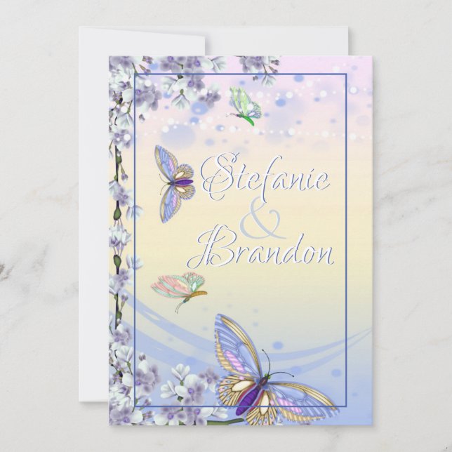 Storybook Butterflies (lavender & beige) Inbjudningar (Framsida)