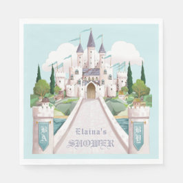 Storybook Castle Illustrated Blue Baby Shower Pappersservett