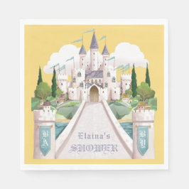 Storybook Castle Illustrated Gult Baby Shower Pappersservett