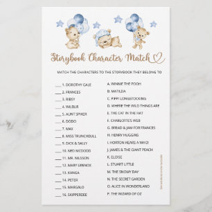 Storybook Character Match Bear Boy Shower
