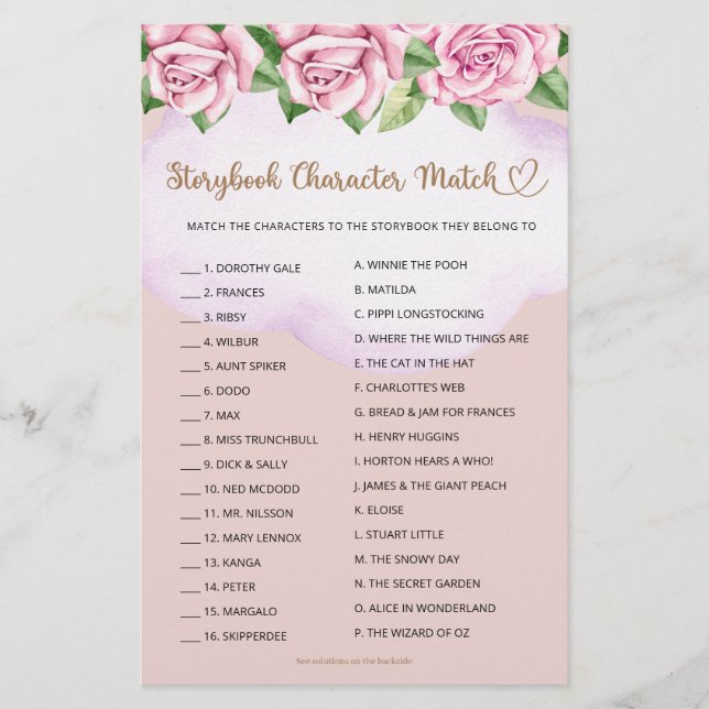 Storybook Character Match Bear Girl Baby Showe (Framsida)