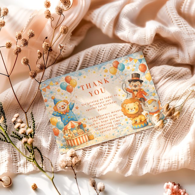 Storybook Circus Friends Birthday Tack Kort (Skapare uppladdad)