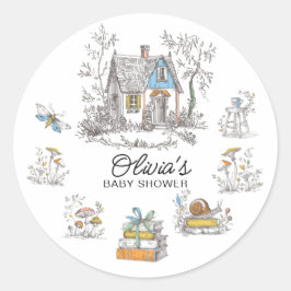 Storybook Cottage Baby Shower Favor Sticker Runt Klistermärke