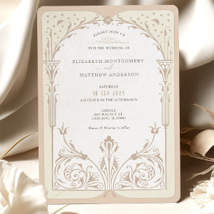 Storybook Cream Taupe Elegance bröllopsinbjudan Inbjudningar