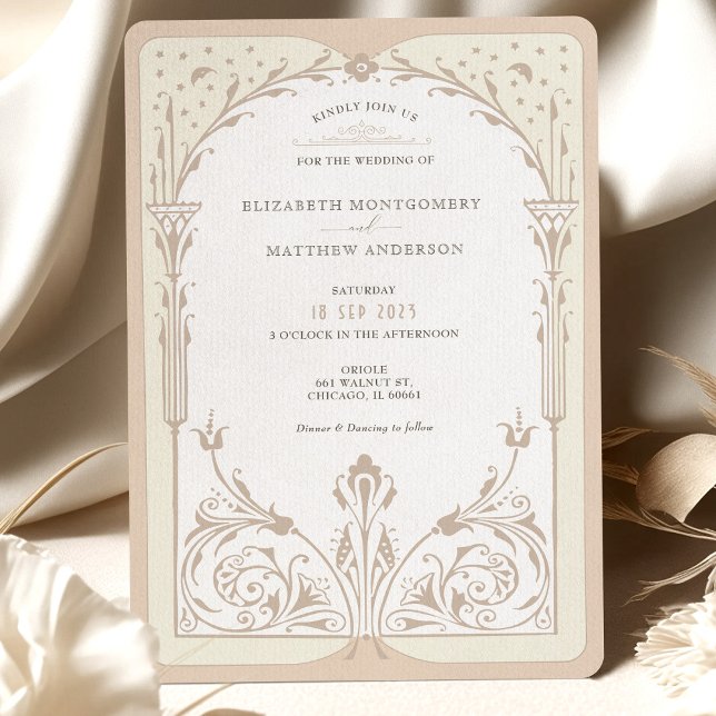 Storybook Cream Taupe Elegance bröllopsinbjudan Inbjudningar (Skapare uppladdad)