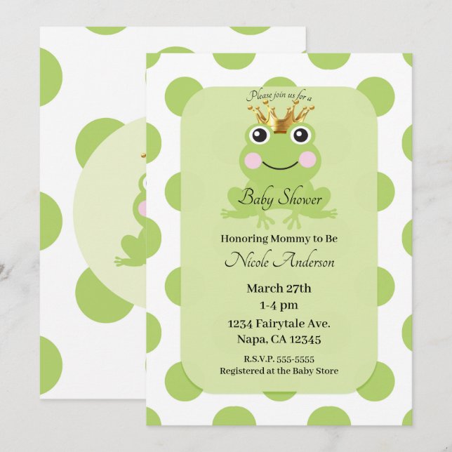 Storybook Fairy Tale Frog Prince Baby Shower Inbjudningar (Fram/baksida)