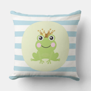 Storybook Fairy Tale Frog Prince Blue Rand Kudde