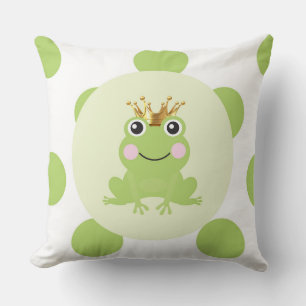 Storybook Fairy Tale Frog Prince Guld Krona Kudde