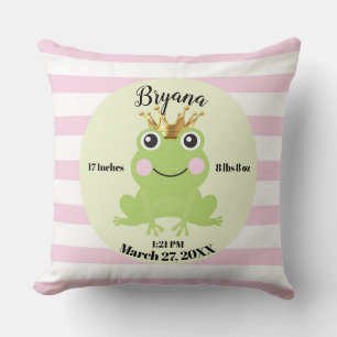 Storybook Fairy Tale Frog Prince Rosa Birth Gift Kudde