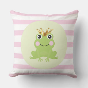 Storybook Fairy Tale Frog Prince Rosa Rand Kudde