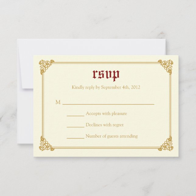 Storybook Fairytale Bröllop OSA Card - Red/Guld Kort (Framsida)