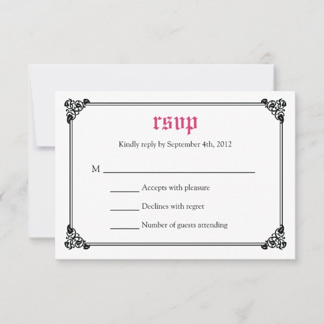 Storybook Fairytale Bröllop OSA Card - Rosa/svart Kort (Framsida)