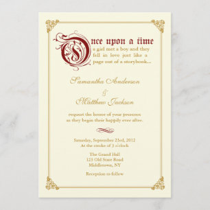 Storybook Fairytale Wedding bjudande - Red/Guld Inbjudningar
