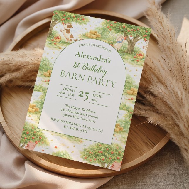 Storybook Farm Animals First Birthday Inbjudningar (Skapare uppladdad)