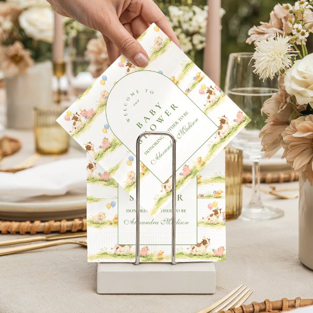 Storybook Farm Animals Pastel Baby Shower Pappersservett (Skapare uppladdad)