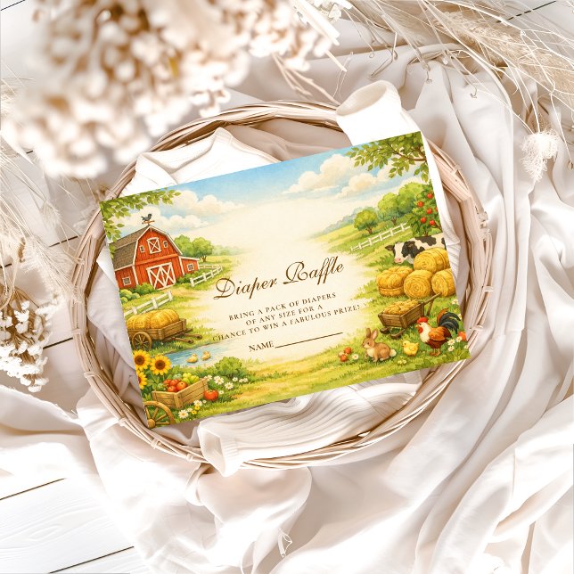 Storybook Farm Meadow Baby Shower Diapper Raffle Tilläggskort (Skapare uppladdad)