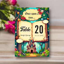Storybook Forest Woodland Castle Fairytale Bröllop Bordsnummer