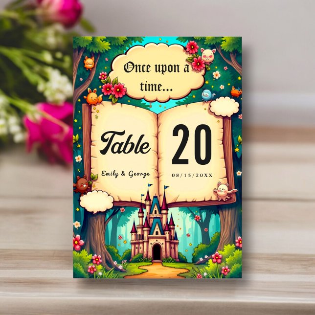 Storybook Forest Woodland Castle Fairytale Bröllop Bordsnummer (Skapare uppladdad)