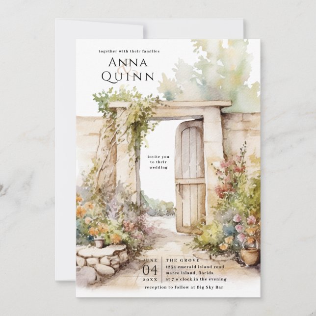 Storybook Garden Villa Bröllop Inbjudningar (Framsida)