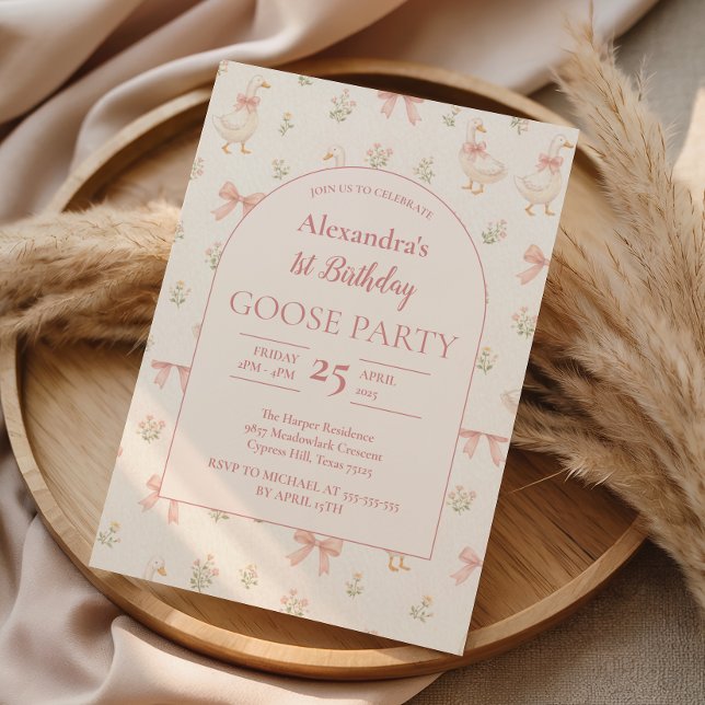 Storybook Goose 1st Birthday Inbjudningar (Skapare uppladdad)