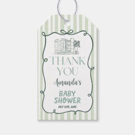 Storybook Green Baby Shower Gift Tag Presentetikett