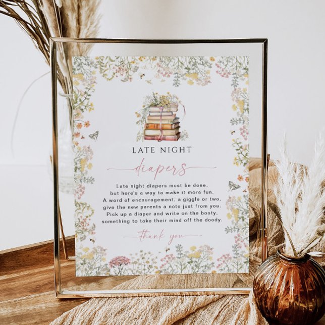 Storybook Lent Natt Diaper Game Sign Wildblomma Poster (Skapare uppladdad)