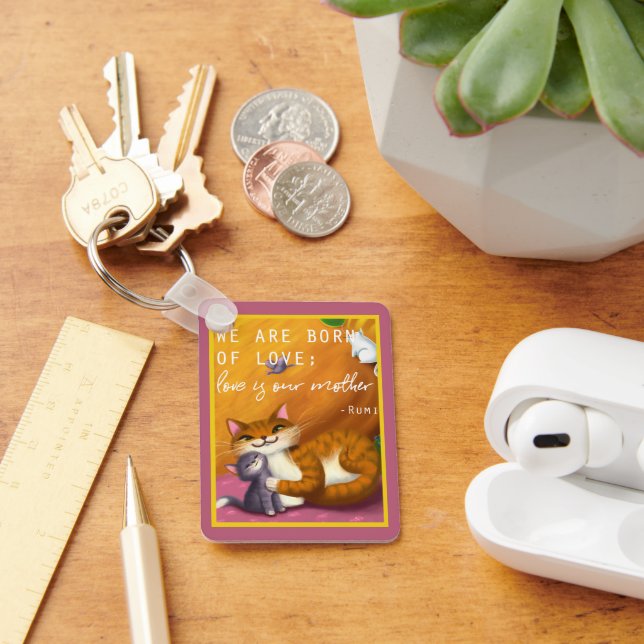 Storybook mamma och baby anpassningsbar för katter nyckelring (Skrivbord)