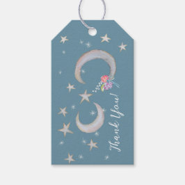 Storybook Måne Star Flowers Tack Baby Shower Presentetikett