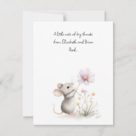 Storybook Mouse Picking a Pink Wildflower Tack Kort