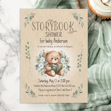 Storybook Nalle Sage Tan Vintage Baby Shower