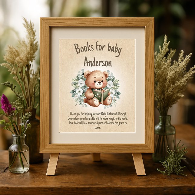 Storybook Nalle Vintage Bokar Baby Poster (Books for baby thank you poster (only))