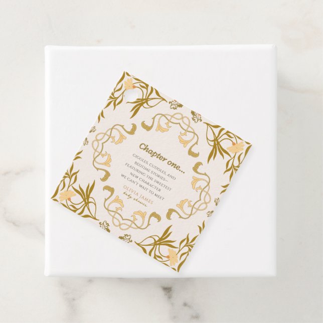 Storybook nästa kapitel i sagans babydusch gåvor etiketter (På plats)