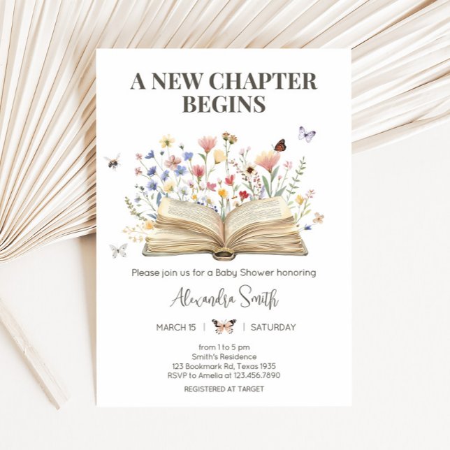 Storybook New Chapter Begins Baby Shower Inbjudningar (A New Chapter Begins Storybook Baby Shower Invitation)