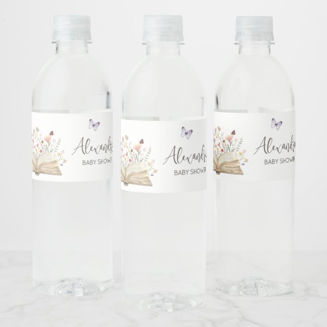 Storybook New Chapter Begins Baby Shower Vattenflaskor Etikett (Flaskor)