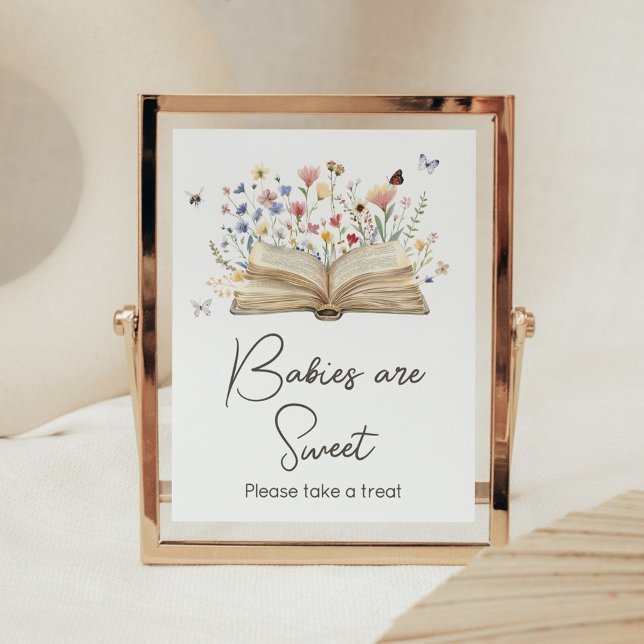 Storybook New Chapter Begins Spädbarn är Sweet Poster (New Chapter Begins Storybook Baby Shower Babies are Sweet Sign)