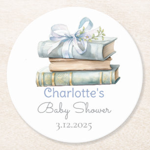 Storybook New Chapter Blue bow pojke dusch Underlägg Papper Rund