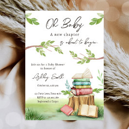 Storybook New Chapter Bok Bokar Baby Shower Inbjudningar