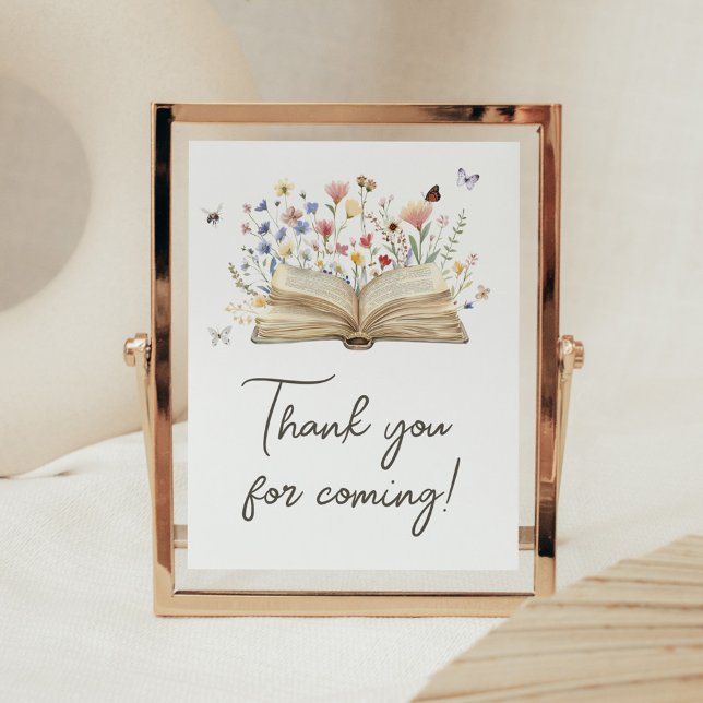 Storybook New Chapter börjar tack för att du kom Poster (New Chapter Begins Storybook Baby Shower Thank you for Coming Sign)