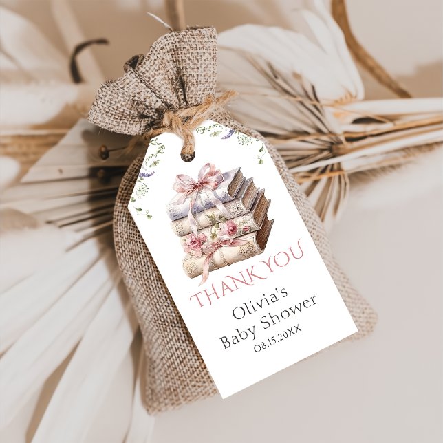 Storybook New Chapter Bow Bok Baby Shower Presentetikett (Skapare uppladdad)