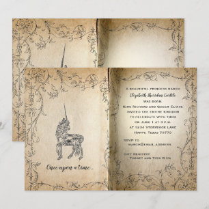 Storybook Perfekt Unicorn Flicka Shower Inbjudningar