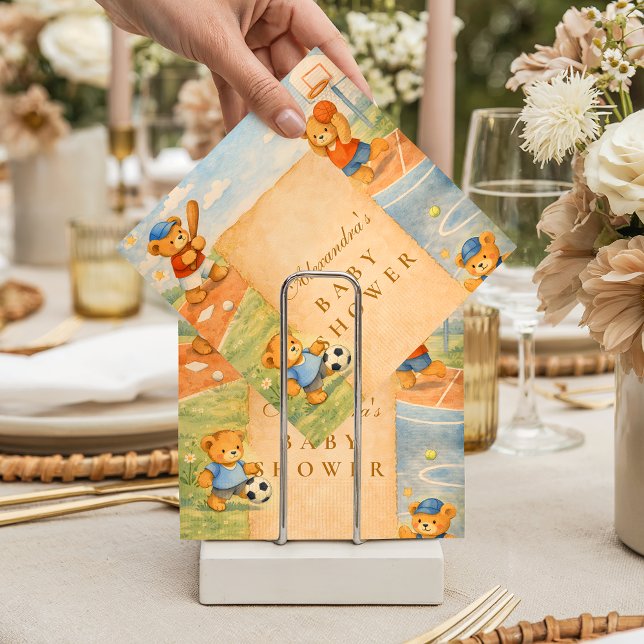 Storybook Sports Teddy Bears Baby Shower Pappersservett (Skapare uppladdad)