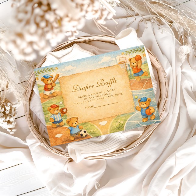 Storybook Sports Teddy Bears Diapper Raffle Tilläggskort (Skapare uppladdad)