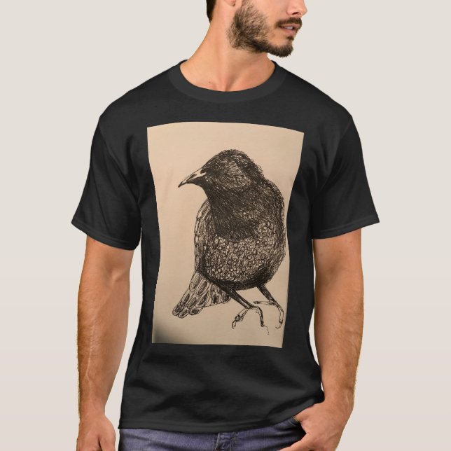 Storybook Starling Bird Illustration Shirt T Shirt (Framsida)