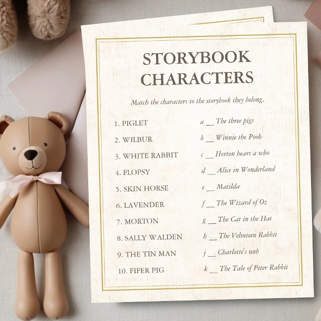 Storybook-tecken Nytt kapitel babykläder (Storybook Characters Baby Shower Game, Our next chapter, A new chapter begins, Gender Neutral)